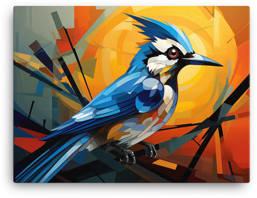 Abstract Blue Jay Brilliance Canvas Wall Art