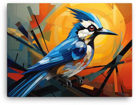 Abstract Blue Jay Brilliance Canvas Wall Art