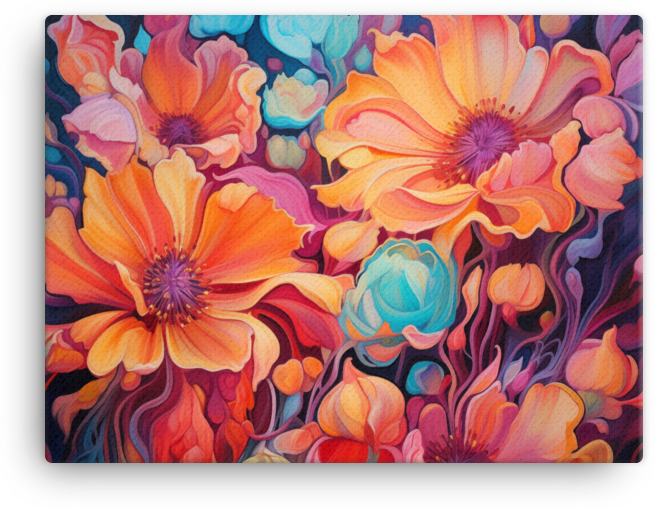Abstract Floral Symphony in Vivid Colors Canvas