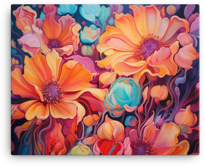Abstract Floral Symphony in Vivid Colors Canvas