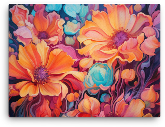 Abstract Floral Symphony in Vivid Colors Canvas