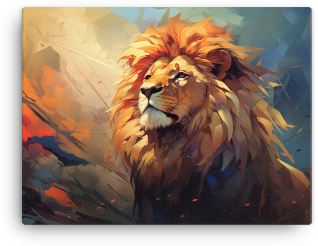 Abstract Regal Lion Stare Canvas Wall Art