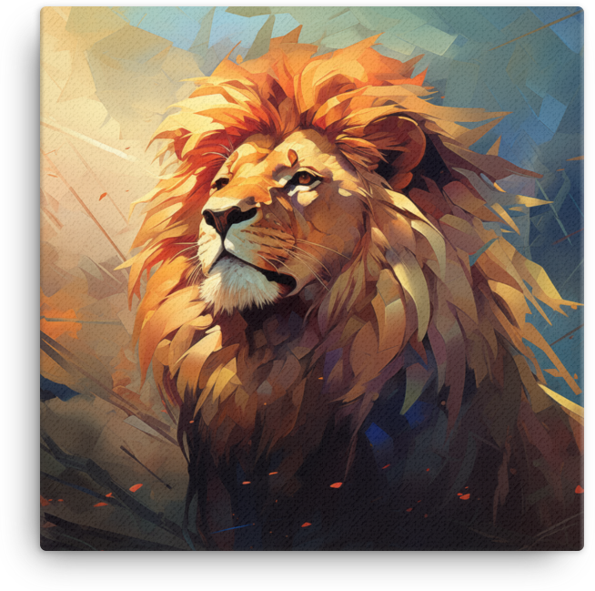 Abstract Regal Lion Stare Canvas Wall Art