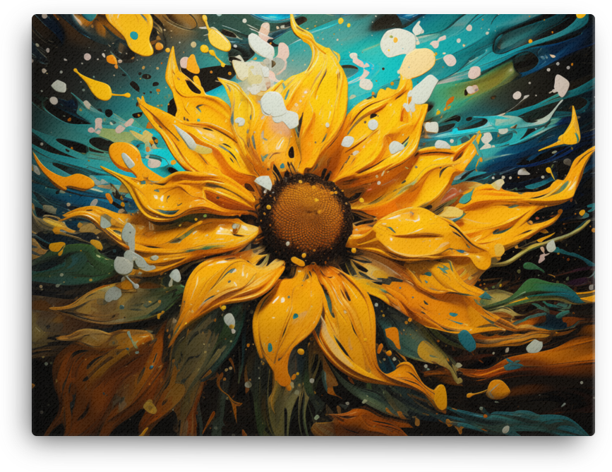 Abstract Splatter Sunflower Canvas Wall Art wall art