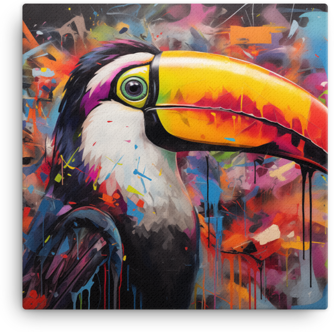 Abstract Splatter Toucan Canvas Wall Art