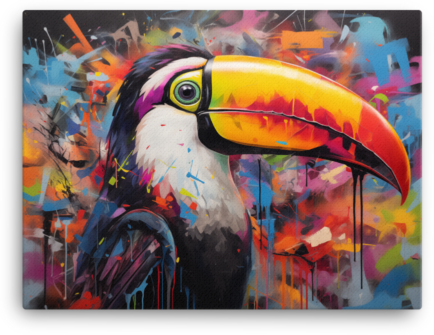 Abstract Splatter Toucan Canvas Wall Art