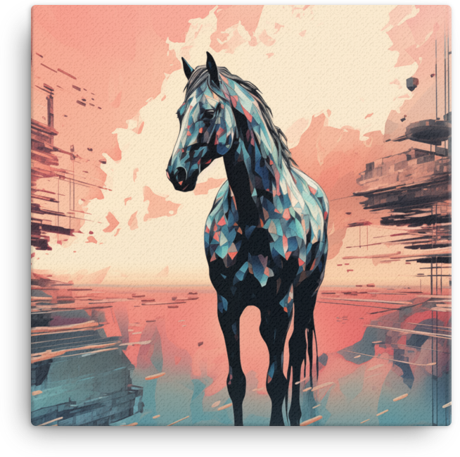 Abstract Urban Dawn Horse Canvas Wall Art