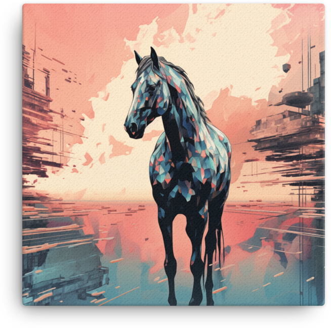 Abstract Urban Dawn Horse Canvas Wall Art