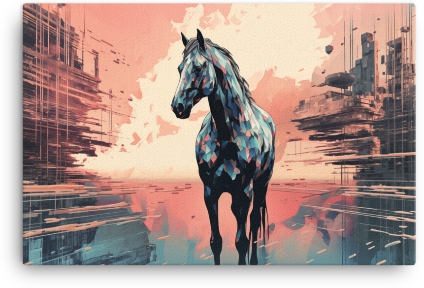 Abstract Urban Dawn Horse Canvas Wall Art