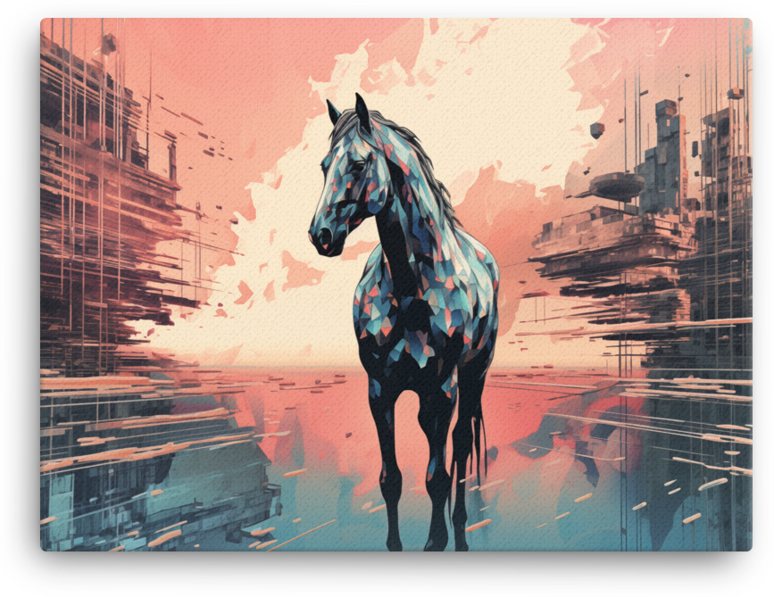 Abstract Urban Dawn Horse Canvas Wall Art