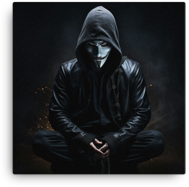 Anonymous Shadow: Mysterious Masked Figure Canvas