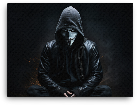 Anonymous Shadow: Mysterious Masked Figure Canvas