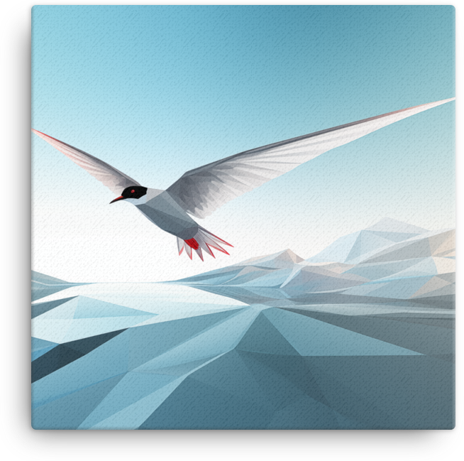 Arctic Tern Over Ice Floes Canvas Wall Art