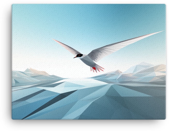Arctic Tern Over Ice Floes Canvas Wall Art