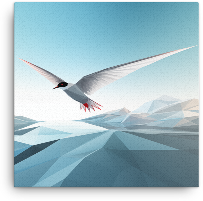 Arctic Tern Over Ice Floes Canvas Wall Art
