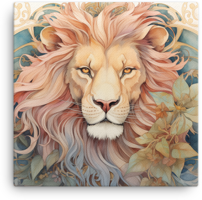 Art Deco Lion's Grace Canvas Wall Art