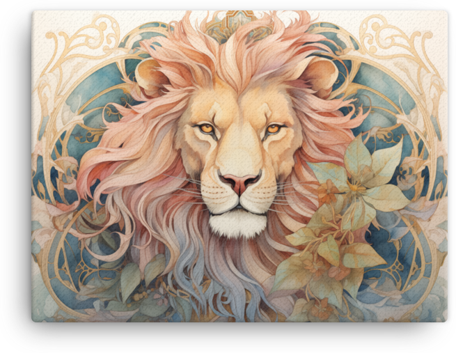 Art Deco Lion's Grace Canvas Wall Art