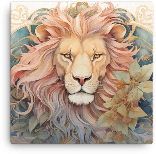 Art Deco Lion's Grace Canvas Wall Art