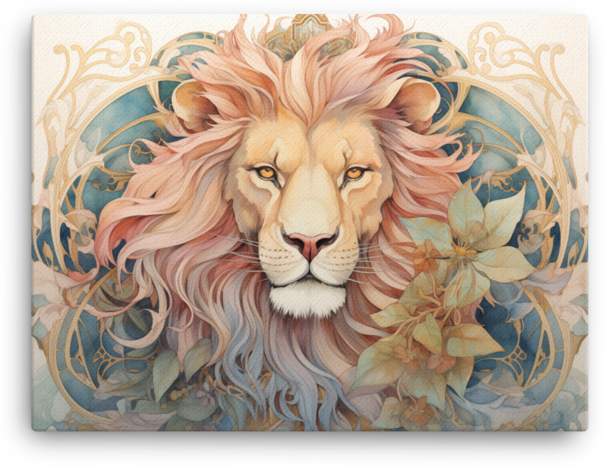 Art Deco Lion's Grace Canvas Wall Art