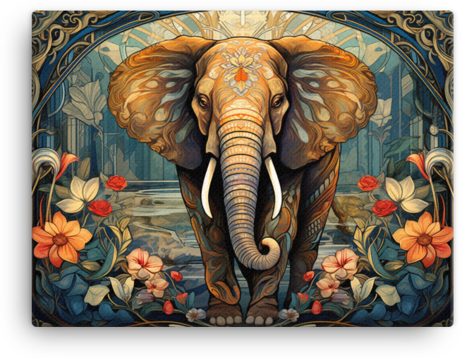 Art Nouveau Elegance Elephant Canvas Wall Art