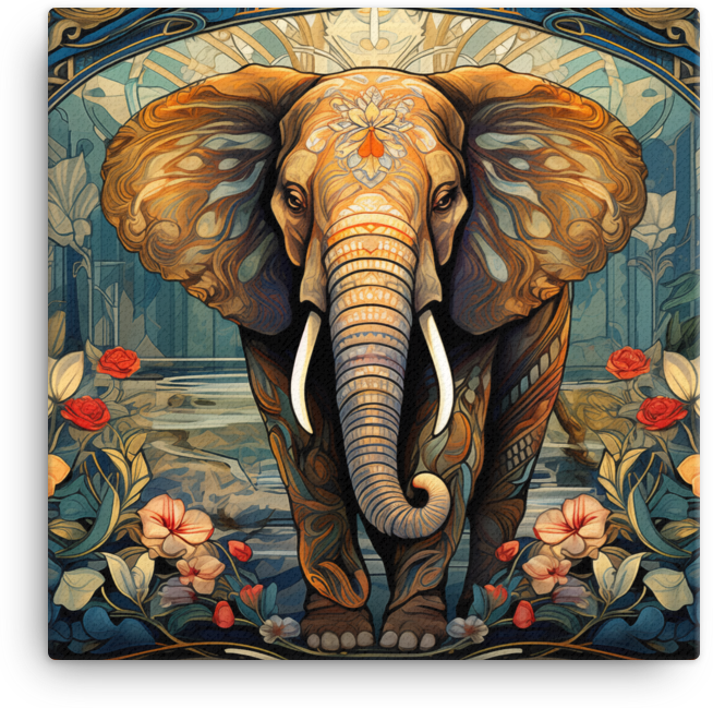 Art Nouveau Elegance Elephant Canvas Wall Art