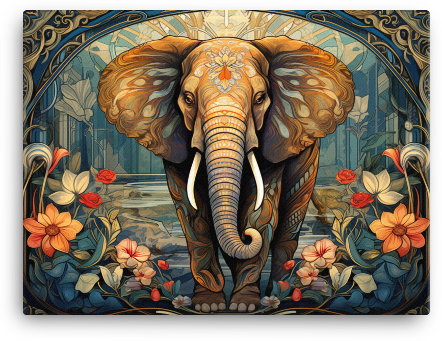 Art Nouveau Elegance Elephant Canvas Wall Art