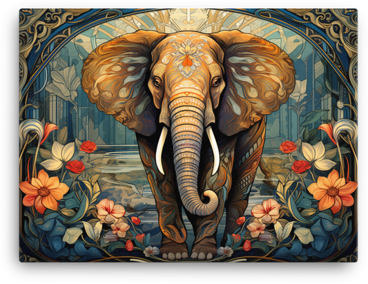 Art Nouveau Elegance Elephant Canvas Wall Art