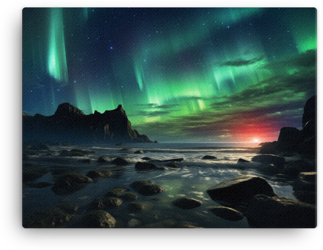 Aurora Borealis Over Coastal Waters Canvas wall art
