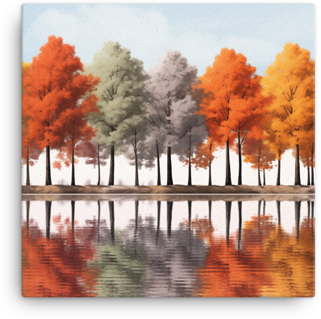 Autumn Reflections Tree Line Canvas wall art