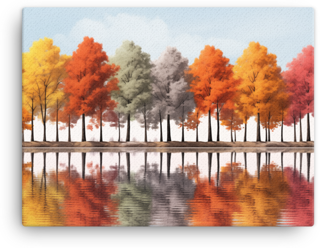Autumn Reflections Tree Line Canvas wall art
