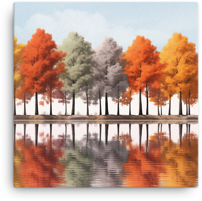 Autumn Reflections Tree Line Canvas wall art