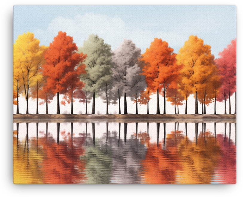 Autumn Reflections Tree Line Canvas wall art