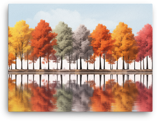 Autumn Reflections Tree Line Canvas wall art