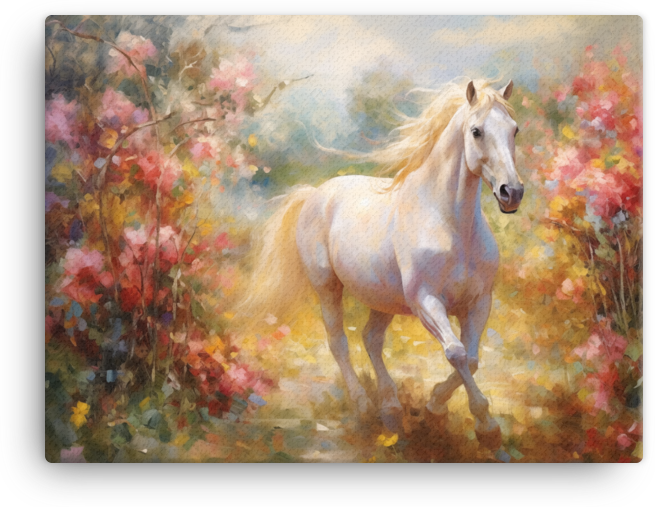 Blossom Breeze Horse Canvas Wall Art