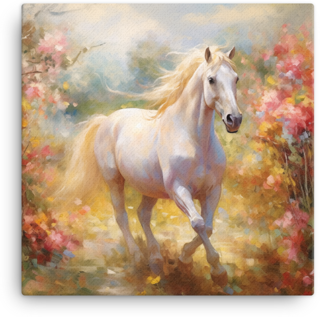 Blossom Breeze Horse Canvas Wall Art