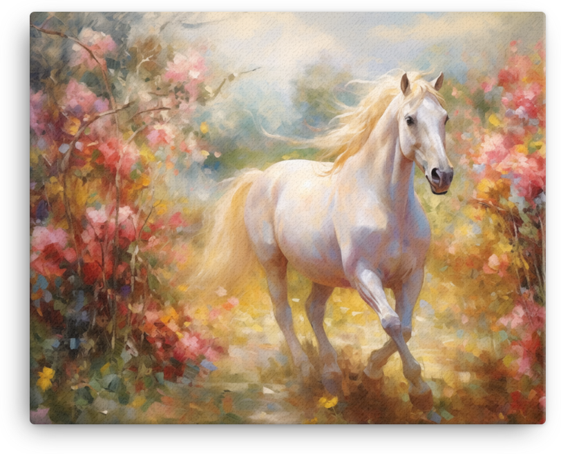 Blossom Breeze Horse Canvas Wall Art