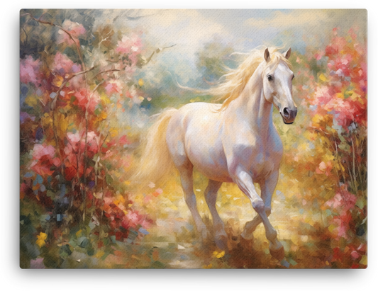 Blossom Breeze Horse Canvas Wall Art