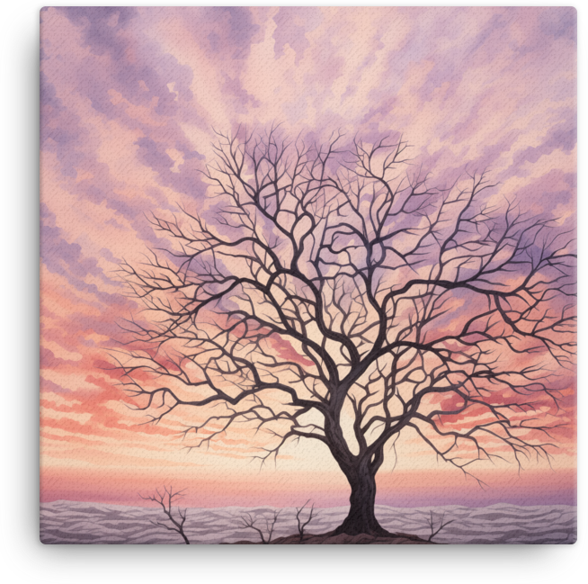 Blush Sky Lone Tree Canvas wall art