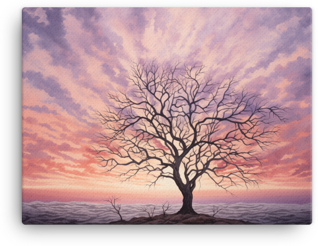 Blush Sky Lone Tree Canvas wall art