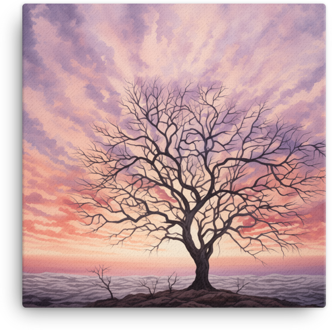 Blush Sky Lone Tree Canvas wall art