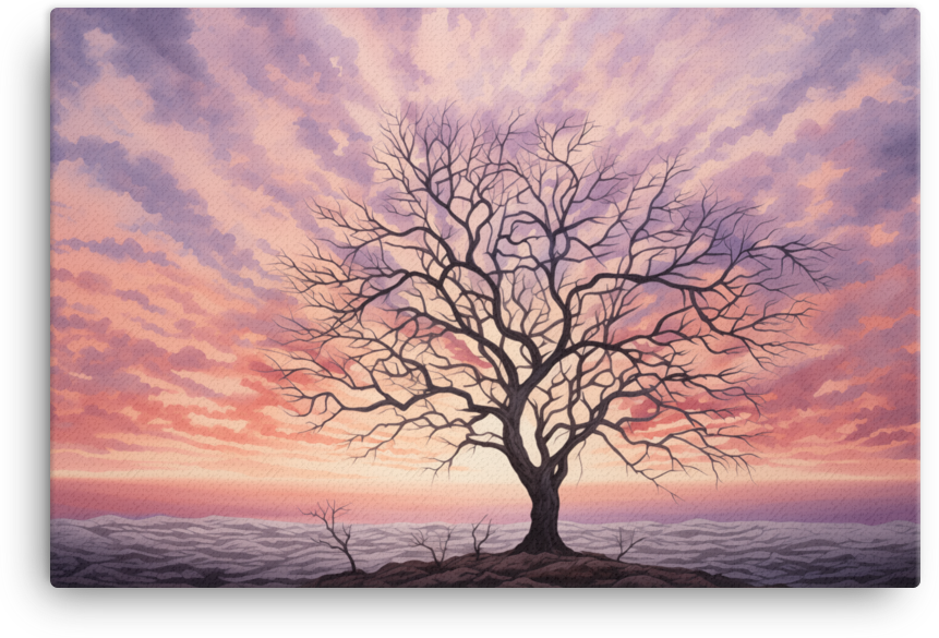 Blush Sky Lone Tree Canvas wall art