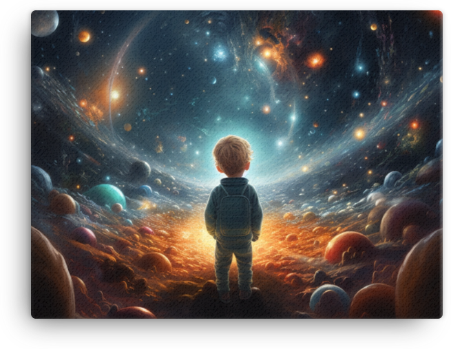 Boy's Cosmic Adventure: Galaxy Dreams Canvas