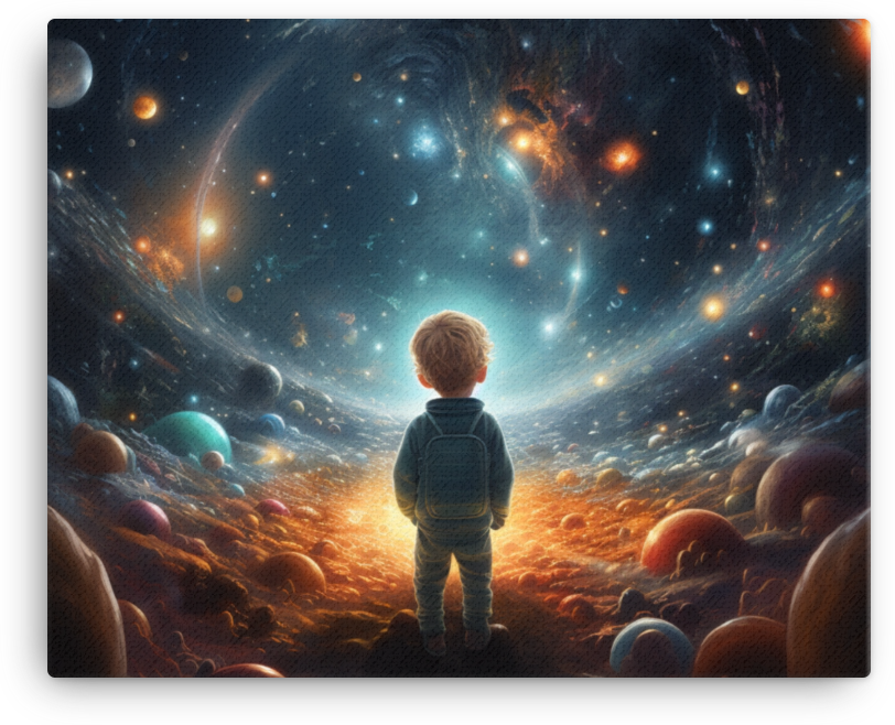 Boy's Cosmic Adventure: Galaxy Dreams Canvas