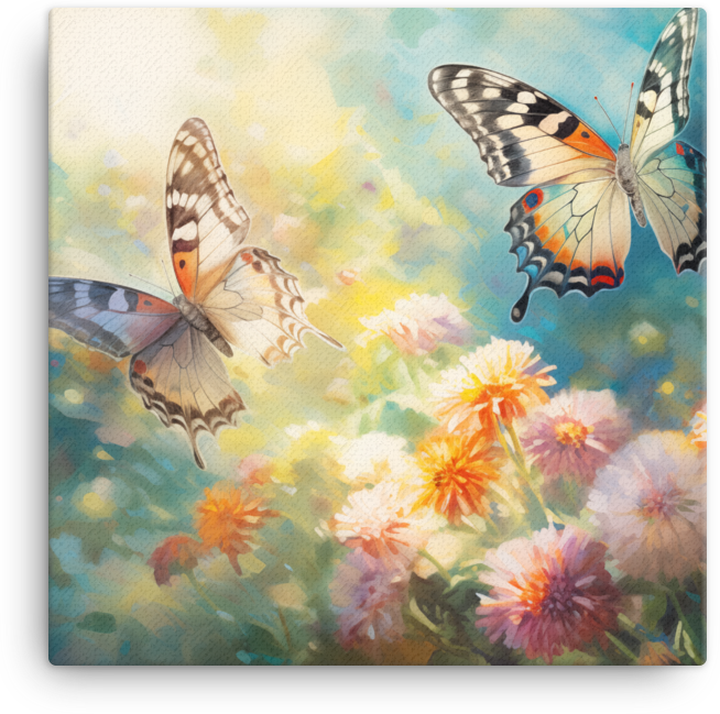 Butterfly Dance in Floral Splendor Canvas Wall Art wall art
