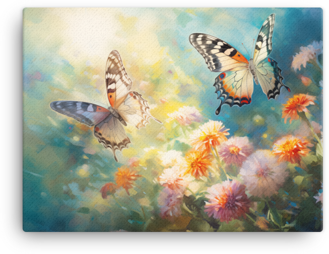 Butterfly Dance in Floral Splendor Canvas Wall Art wall art
