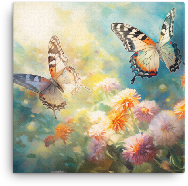 Butterfly Dance in Floral Splendor Canvas Wall Art wall art