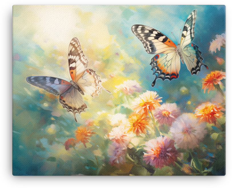 Butterfly Dance in Floral Splendor Canvas Wall Art wall art