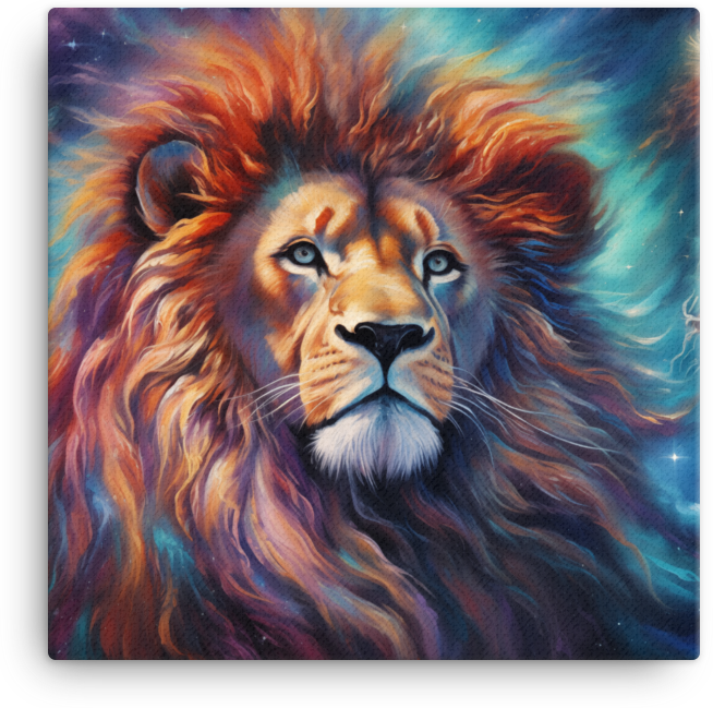 Celestial Mane Lion Canvas Wall Art