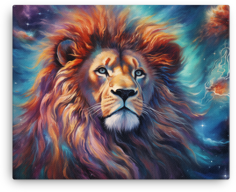 Celestial Mane Lion Canvas Wall Art