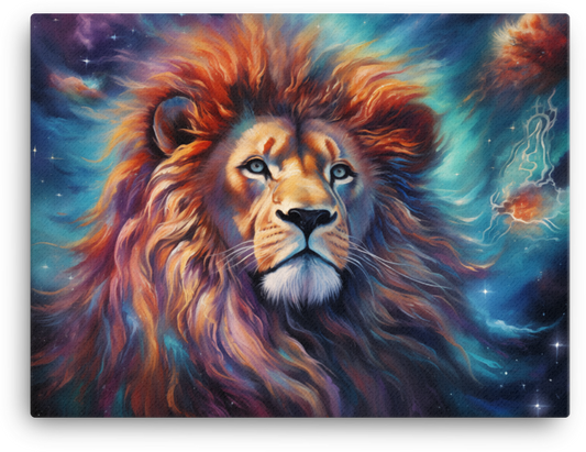 Celestial Mane Lion Canvas Wall Art